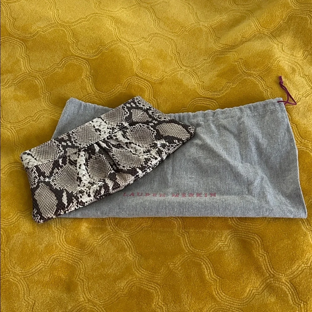 Lauren Merkin Python Print cream and brown Clutch